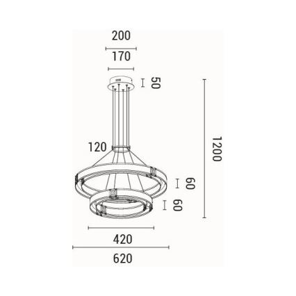 Lámpara LED colgante LED/62W/230V 3000K 62x120 cm