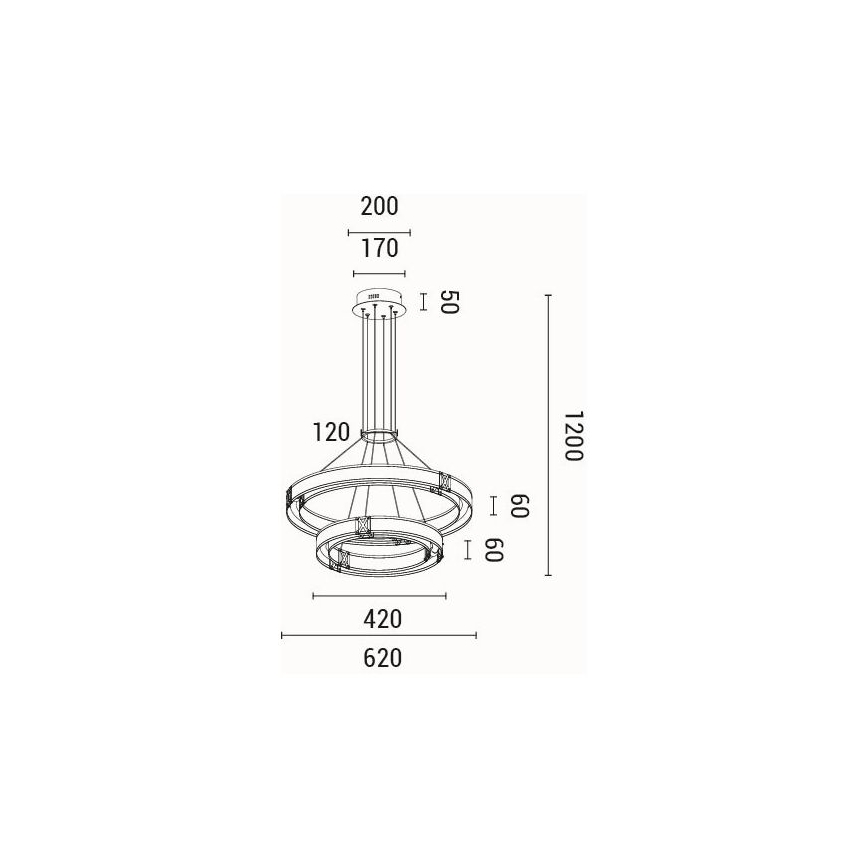 Lámpara LED colgante LED/62W/230V 3000K 62x120 cm