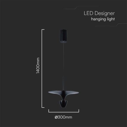 Lámpara LED colgante LED/9W/230V 3000K negro