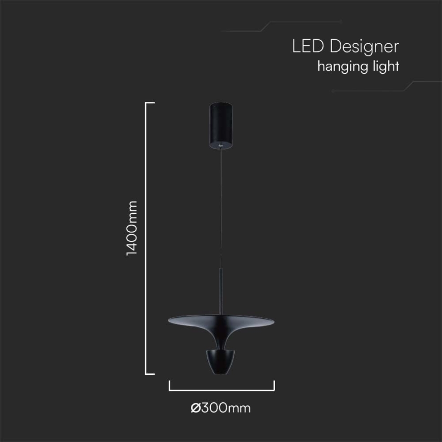 Lámpara LED colgante LED/9W/230V 3000K negro