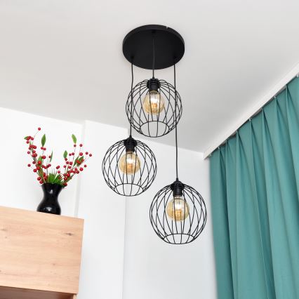 Lámpara LED colgante MERCURE 3xE27/15W/230V ø 50 cm negro