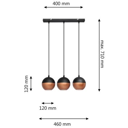 Lámpara LED colgante MIDWAY 3xGU10/4,8W/230V negro/cobre