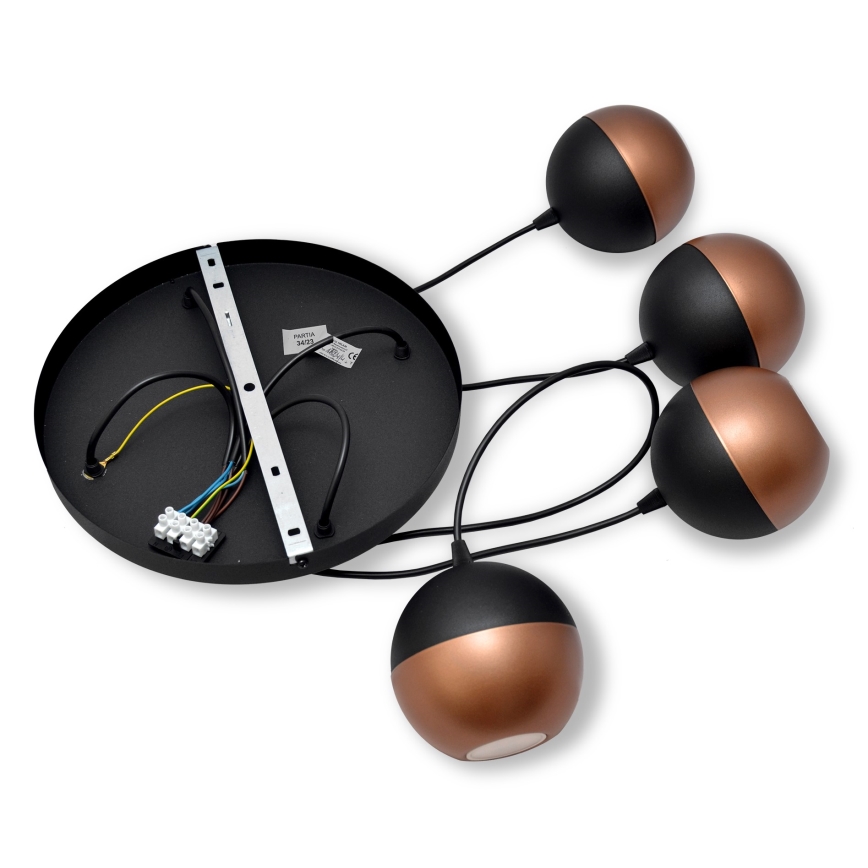 Lámpara LED colgante MIDWAY 4xGU10/4,8W/230V negro/cobre