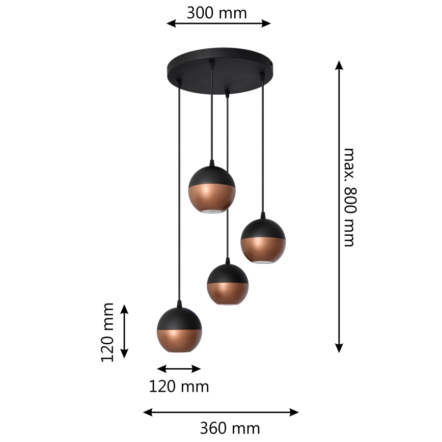 Lámpara LED colgante MIDWAY 4xGU10/4,8W/230V negro/cobre