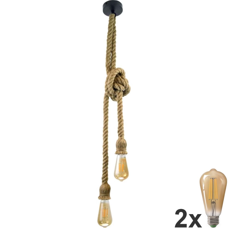 Lámpara LED colgante ROPE 2xE27/10W/230V
