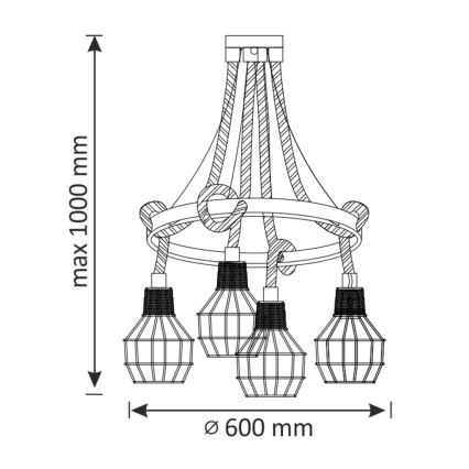 Lámpara LED colgante ROPE ALEGRA 4xE27/10W/230V