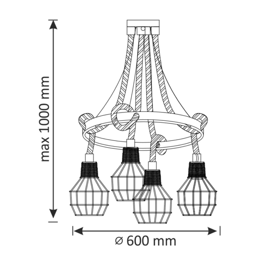 Lámpara LED colgante ROPE ALEGRA 4xE27/10W/230V