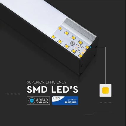 Lámpara LED colgante con cable CHIP LED SAMSUNG/40W/230V 4000K negro