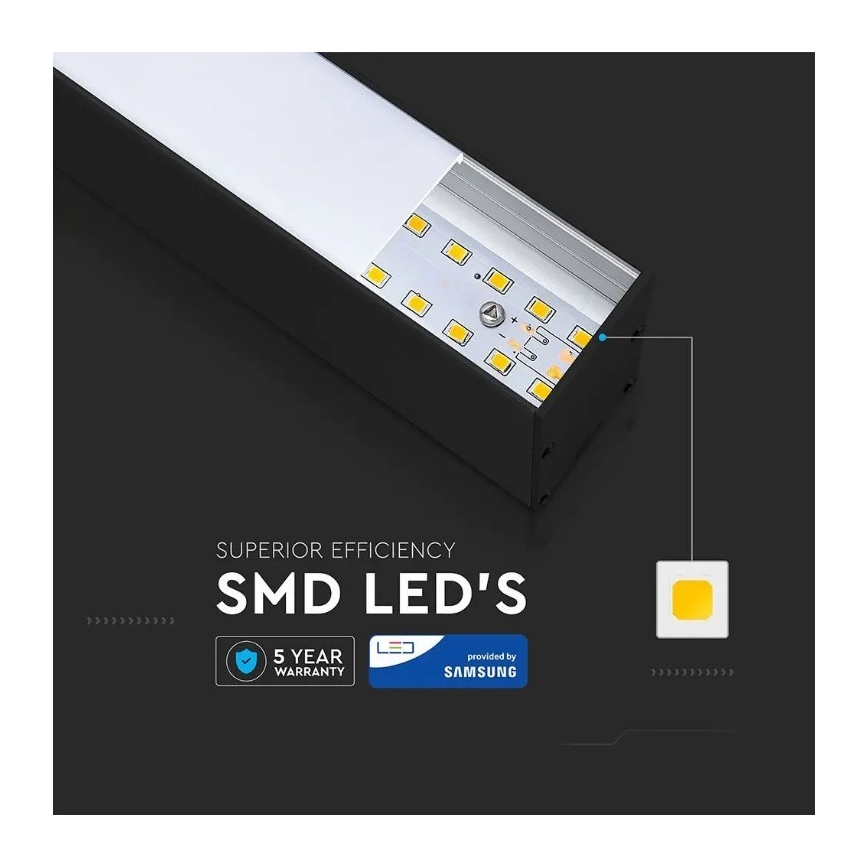 Lámpara LED colgante con cable CHIP LED SAMSUNG/40W/230V 4000K negro
