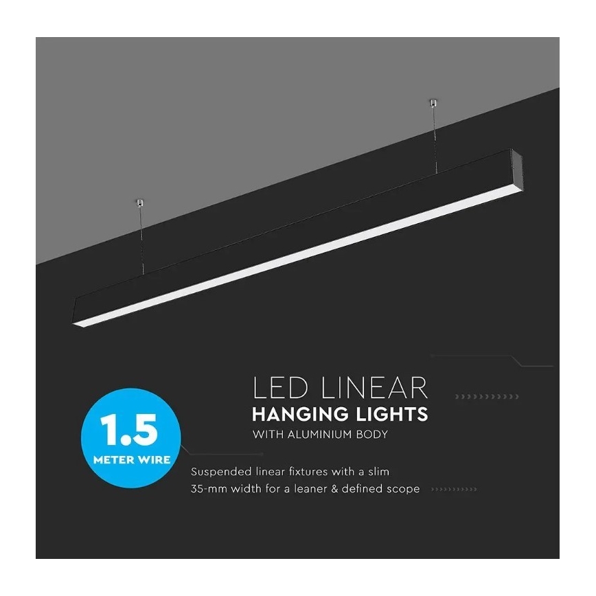 Lámpara LED colgante con cable CHIP LED SAMSUNG/40W/230V 4000K negro