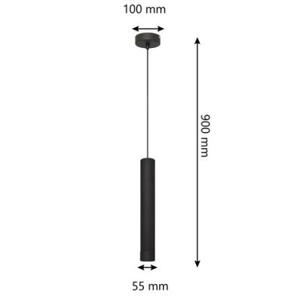Lámpara LED colgante con cable TUBA 1xGU10/4,8W/230V negro