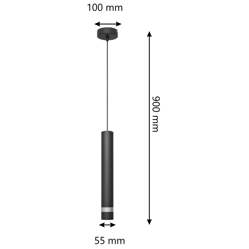 Lámpara LED colgante TUBA 1xGU10/4,8W/230V negro/cromo brillante