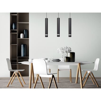 Lámpara LED colgante TUBA 3xGU10/4,8W/230V negro/cromo brillante