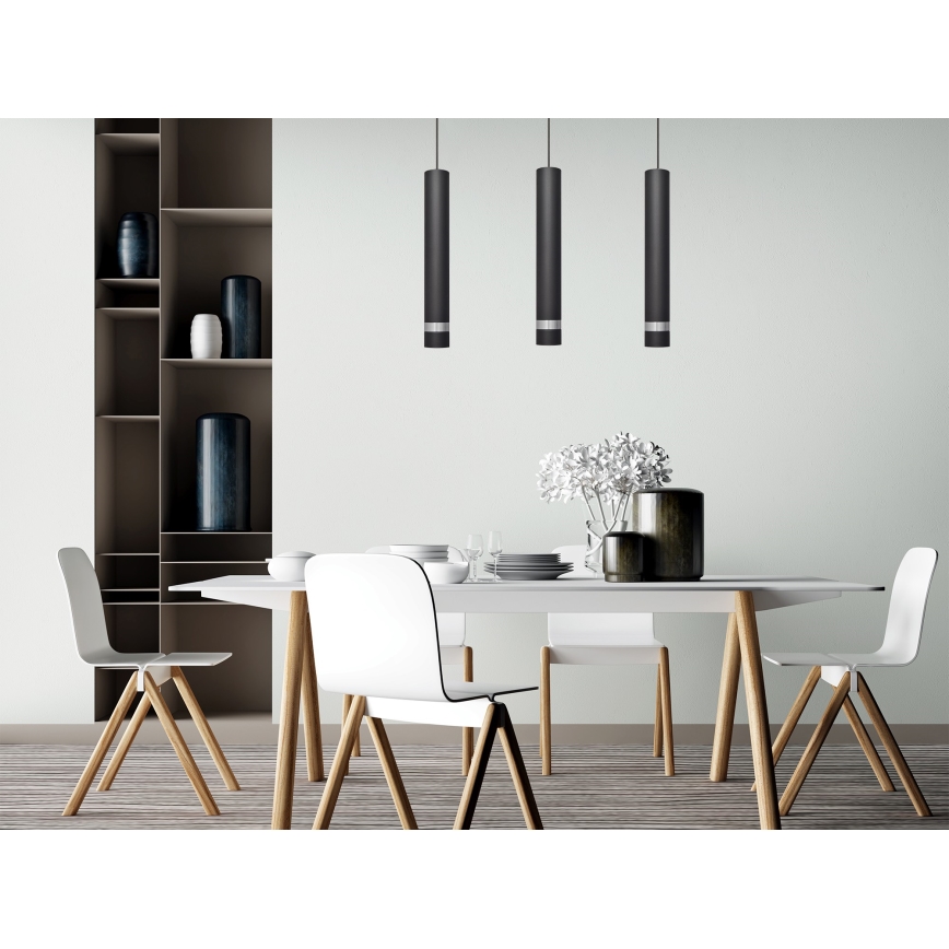 Lámpara LED colgante TUBA 3xGU10/4,8W/230V negro/cromo brillante