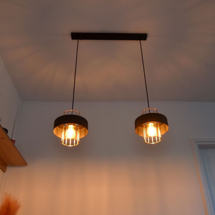 Lámpara LED colgante VOLTA 2xE27/15W/230V negro/dorado