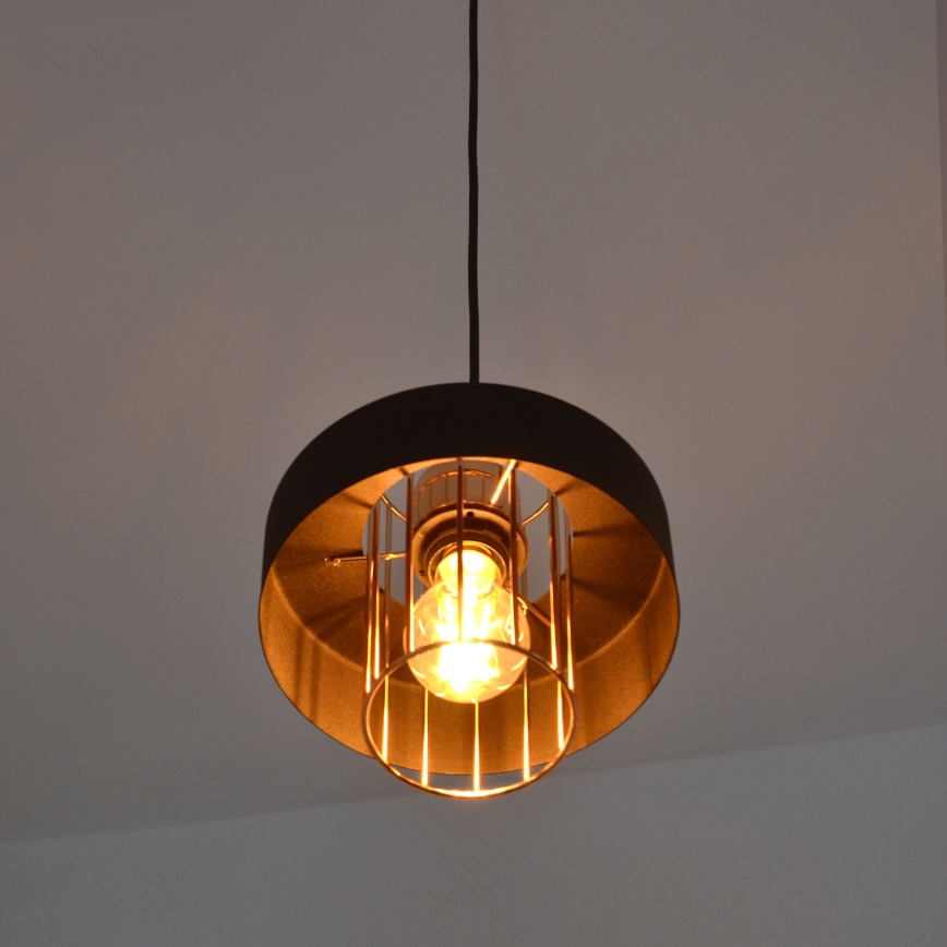 Lámpara LED colgante VOLTA 2xE27/15W/230V negro/dorado