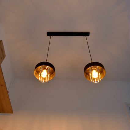 Lámpara LED colgante VOLTA 2xE27/15W/230V negro/dorado