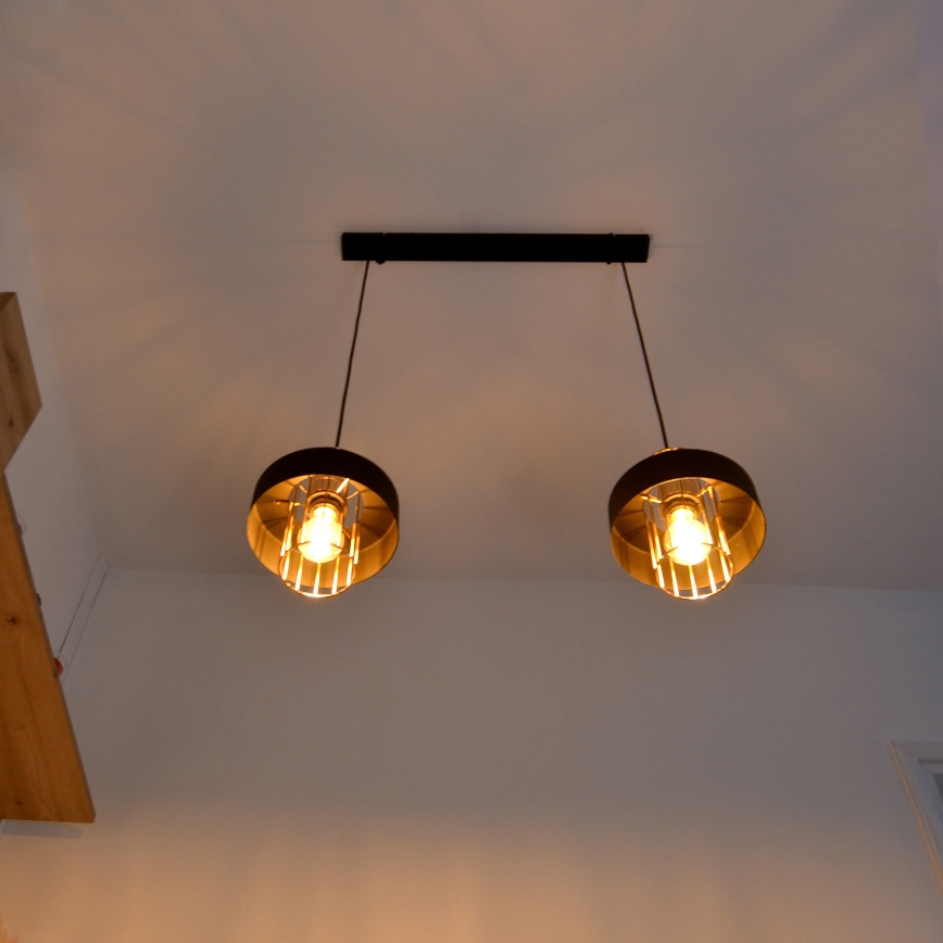 Lámpara LED colgante VOLTA 2xE27/15W/230V negro/dorado