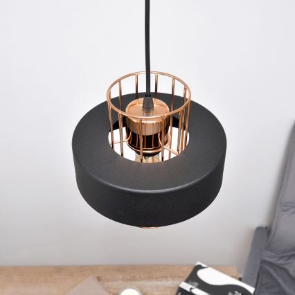 Lámpara LED colgante VOLTA 2xE27/15W/230V negro/dorado