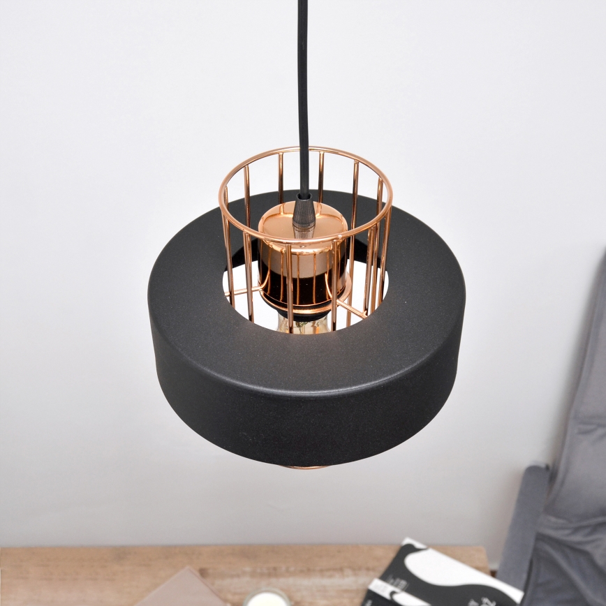 Lámpara LED colgante VOLTA 2xE27/15W/230V negro/dorado