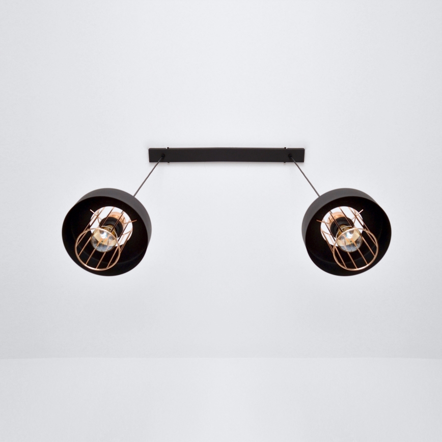 Lámpara LED colgante VOLTA 2xE27/15W/230V negro/dorado