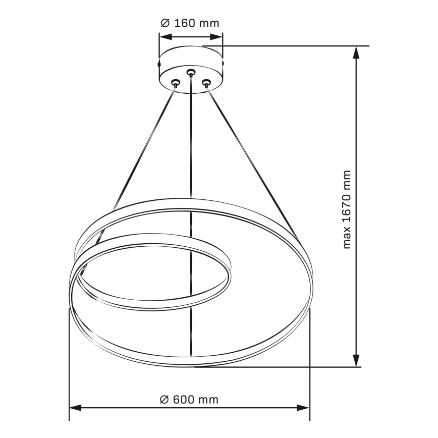 Lámpara LED colgante ZEFIRA LED/52W/230V 4000K diá. 60 cm antracita