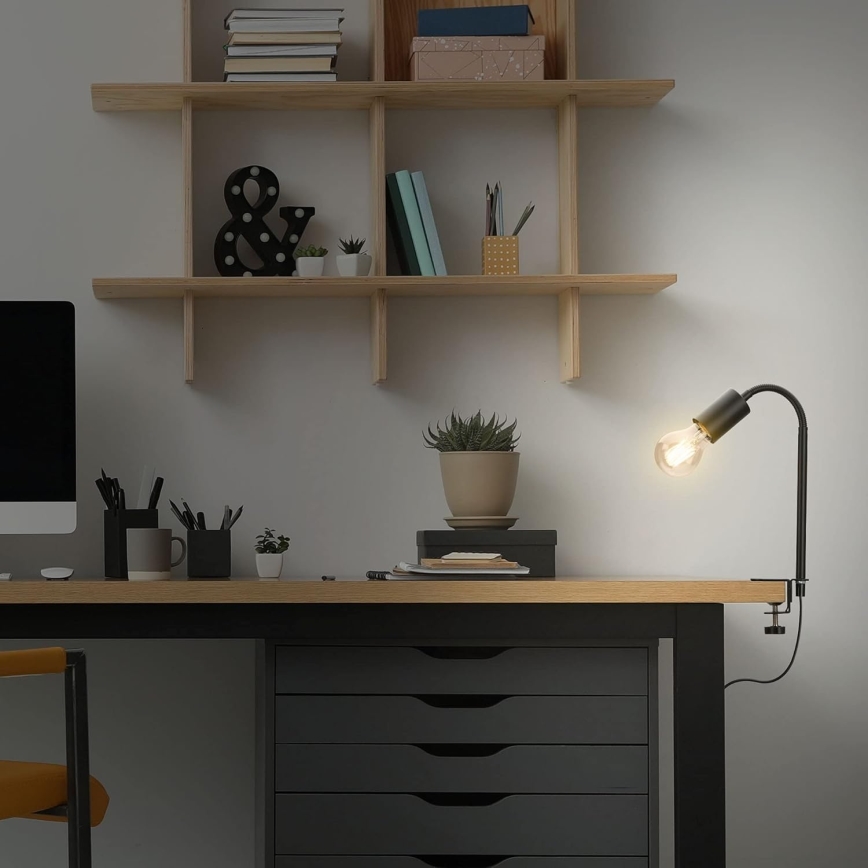 Lámpara LED con pinza 1xE27/4,2W/230V 2700K negra