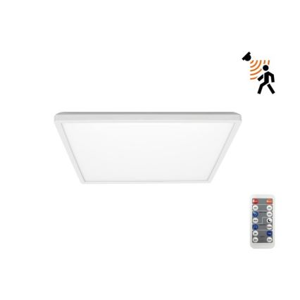 LED Lámpara de baño con sensor de movimiento y crepuscular NIVERA LED/12W/230V IP54 3000/4000/6000K 22,5x22,5 cm blanco + control remoto