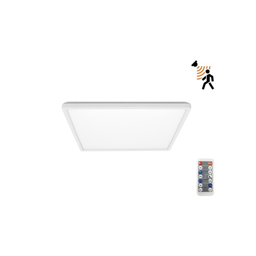 LED Lámpara de baño con sensor de movimiento y crepuscular NIVERA LED/12W/230V IP54 3000/4000/6000K 22,5x22,5 cm blanco + control remoto