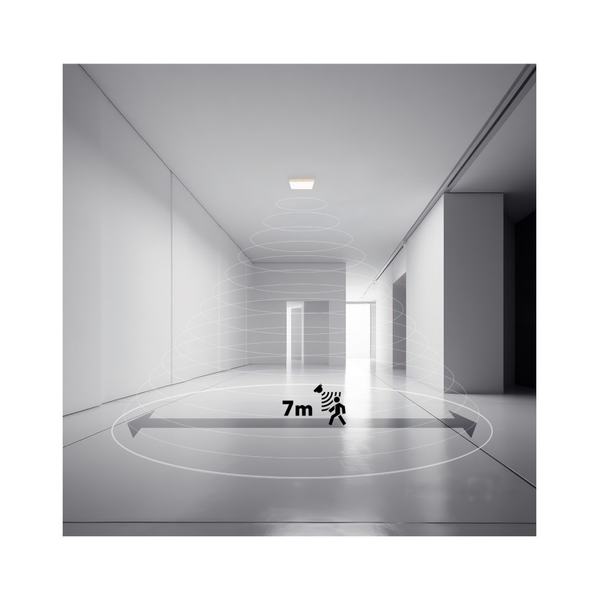 LED Lámpara de baño con sensor de movimiento y crepuscular NIVERA LED/12W/230V IP54 3000/4000/6000K 22,5x22,5 cm blanco + control remoto