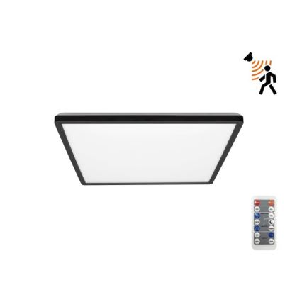 LED Lámpara de baño con sensor de movimiento y crepuscular NIVERA LED/12W/230V IP54 3000/4000/6000K 22,5x22,5 cm negro + control remoto