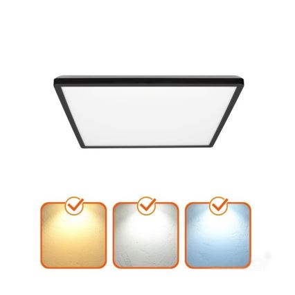 LED Lámpara de baño con sensor de movimiento y crepuscular NIVERA LED/12W/230V IP54 3000/4000/6000K 22,5x22,5 cm negro + control remoto
