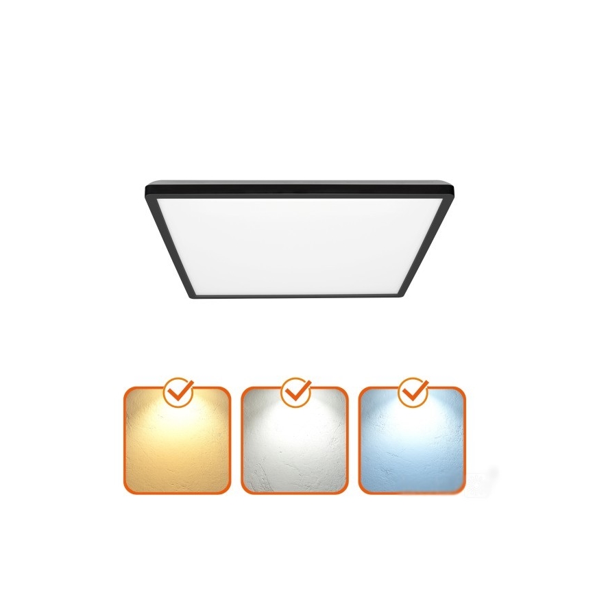 LED Lámpara de baño con sensor de movimiento y crepuscular NIVERA LED/12W/230V IP54 3000/4000/6000K 22,5x22,5 cm negro + control remoto