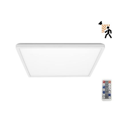 LED Lámpara de baño con sensor de movimiento y crepuscular NIVERA LED/18W/230V IP54 3000/4000/6000K 30x30 cm blanco + control remoto
