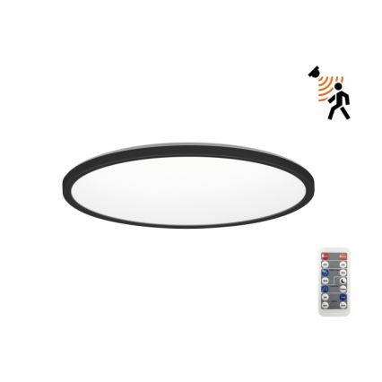 LED Lámpara de baño con sensor de movimiento y crepuscular NIVERA LED/18W/230V IP54 3000/4000/6000K diá. 30 cm negro + control remoto