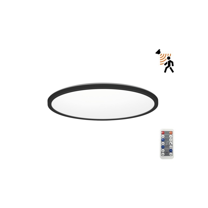 LED Lámpara de baño con sensor de movimiento y crepuscular NIVERA LED/18W/230V IP54 3000/4000/6000K diá. 30 cm negro + control remoto
