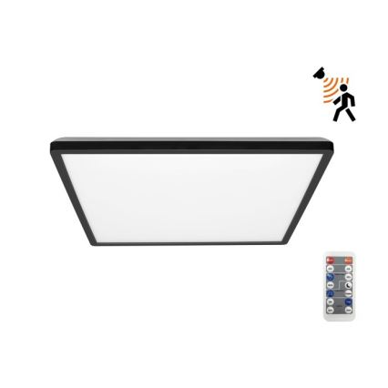 LED Lámpara de baño con sensor de movimiento y crepuscular NIVERA LED/24W/230V IP54 3000/4000/6000K 30x30 cm negro + control remoto