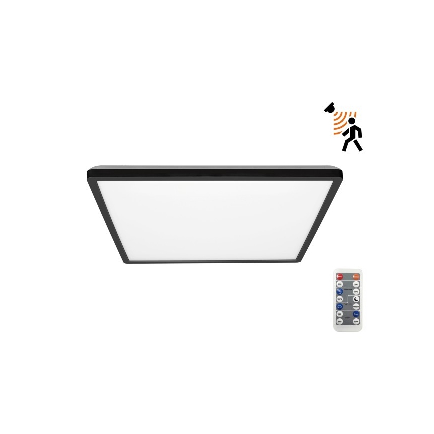 LED Lámpara de baño con sensor de movimiento y crepuscular NIVERA LED/24W/230V IP54 3000/4000/6000K 30x30 cm negro + control remoto