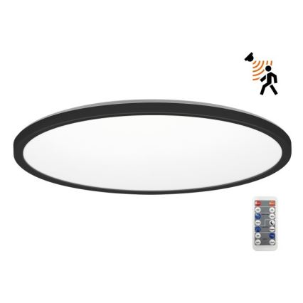 LED Lámpara de baño con sensor de movimiento y crepuscular NIVERA LED/32W/230V IP54 3000/4000/6000K diá. 42 cm negro + control remoto