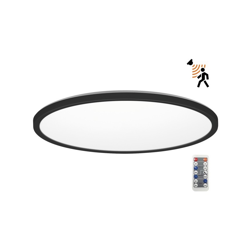 LED Lámpara de baño con sensor de movimiento y crepuscular NIVERA LED/32W/230V IP54 3000/4000/6000K diá. 42 cm negro + control remoto