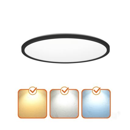 LED Lámpara de baño con sensor de movimiento y crepuscular NIVERA LED/32W/230V IP54 3000/4000/6000K diá. 42 cm negro + control remoto