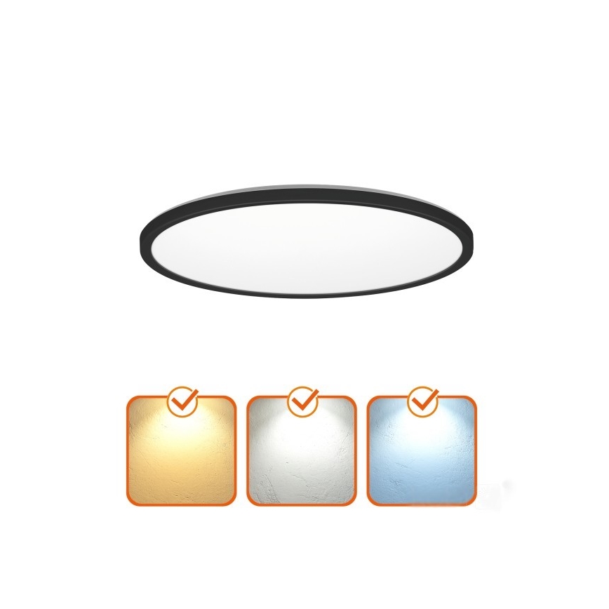 LED Lámpara de baño con sensor de movimiento y crepuscular NIVERA LED/32W/230V IP54 3000/4000/6000K diá. 42 cm negro + control remoto