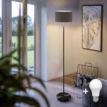 Lámpara LED de pie TUNJA 1xE27/20W/230V Ø 30 cm negro/taupe
