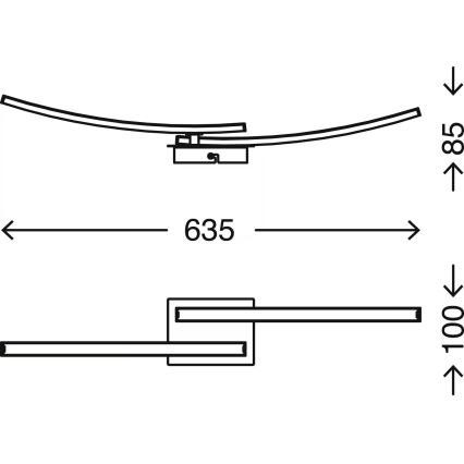 Lámpara LED de techo 2xLED/6W/230V 3000K cromo mate