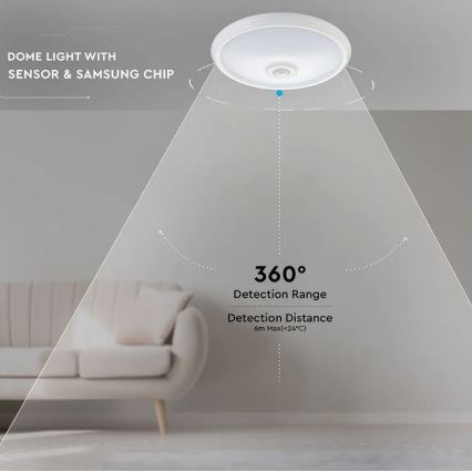 Lámpara de techo LED con sensor CHIP SAMSUNG LED/12W/230V 6400K Ø 29 cm