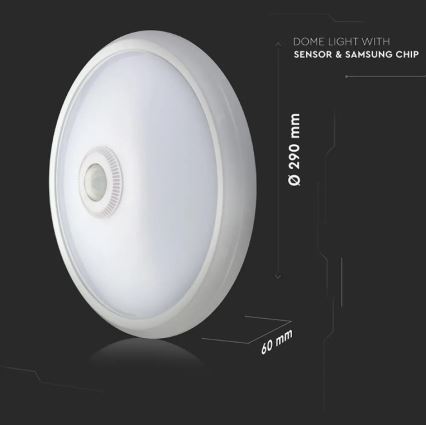 Lámpara de techo LED con sensor CHIP SAMSUNG LED/12W/230V 6400K Ø 29 cm