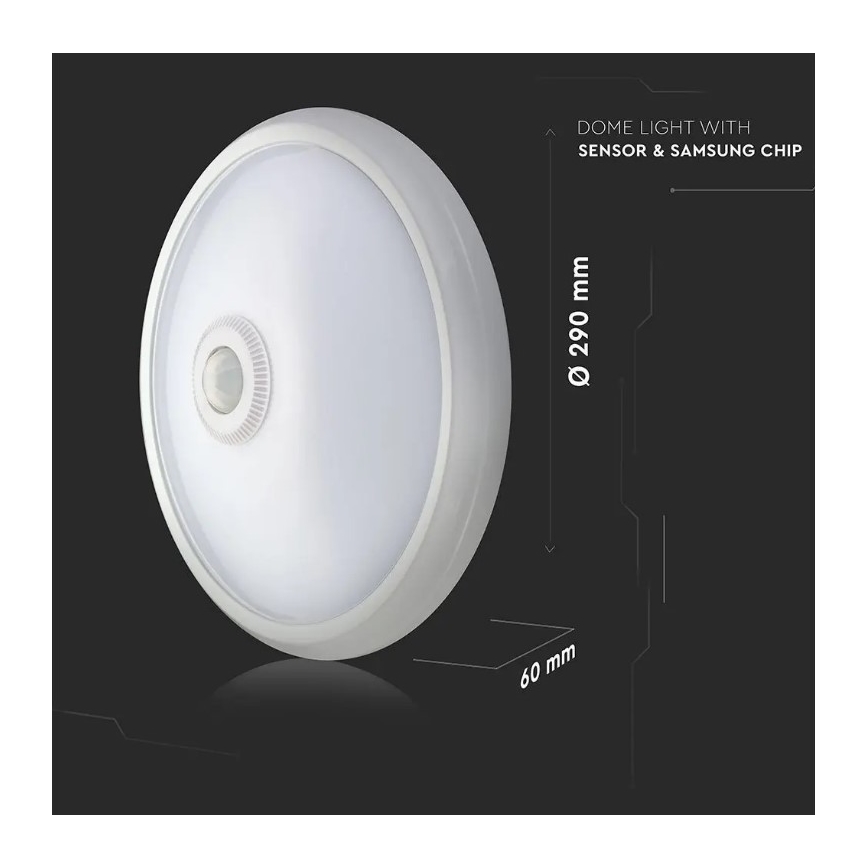 Lámpara de techo LED con sensor CHIP SAMSUNG LED/12W/230V 6400K Ø 29 cm