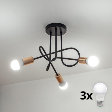 Lámpara LED de techo de superficie OXFORD 3xE27/15W/230V negra
