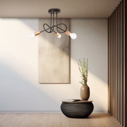 Lámpara LED de techo de superficie OXFORD 3xE27/15W/230V negra