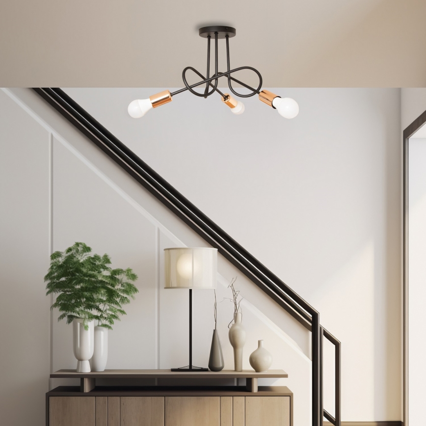 Lámpara LED de techo de superficie OXFORD 3xE27/15W/230V negra